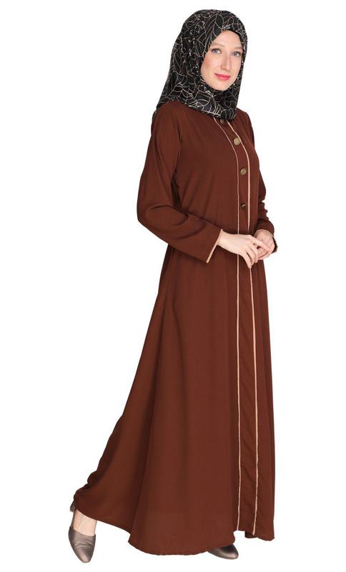 Sleek Dark Brown Abaya (Made-To-Order)
