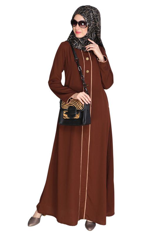 Sleek Dark Brown Abaya (Made-To-Order)