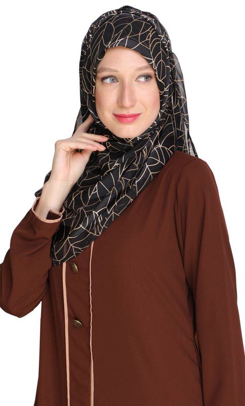 Sleek Dark Brown Abaya (Made-To-Order)