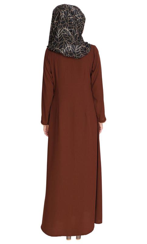 Sleek Dark Brown Abaya (Made-To-Order)