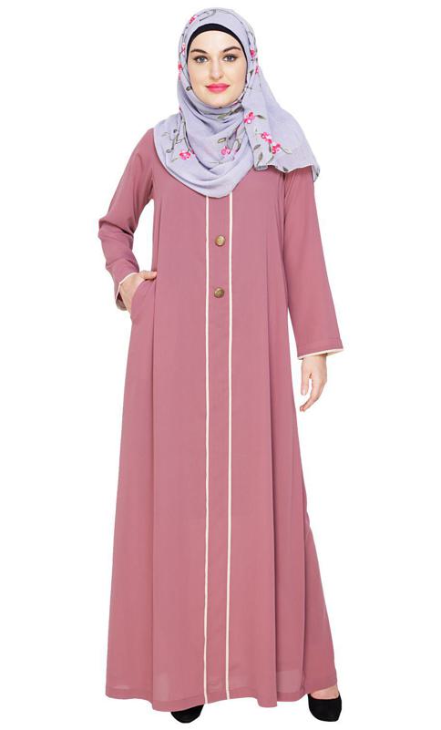 Sleek Onion Pink Abaya (Made-To-Order)