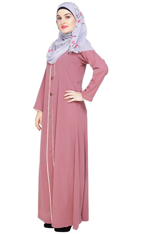 Sleek Onion Pink Abaya (Made-To-Order)
