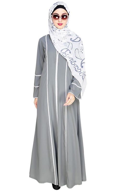 Snazzy Lace Grey Abaya (Made-To-Order)