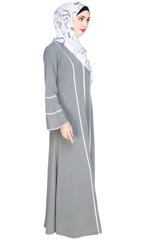 Snazzy Lace Grey Abaya (Made-To-Order)