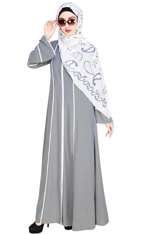 Snazzy Lace Grey Abaya (Made-To-Order)