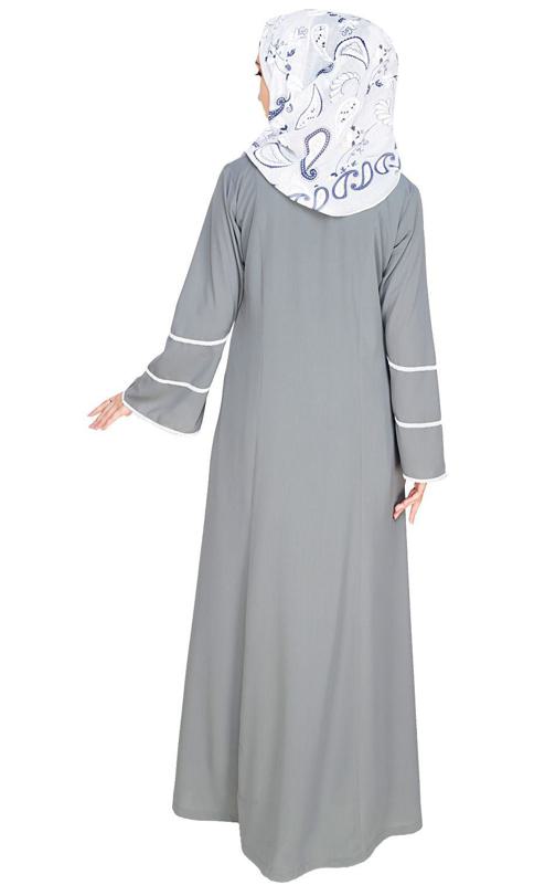 Snazzy Lace Grey Abaya (Made-To-Order)