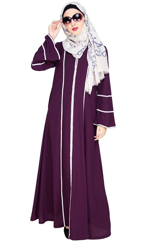 Snazzy Lace Purple Abaya (Made-To-Order)
