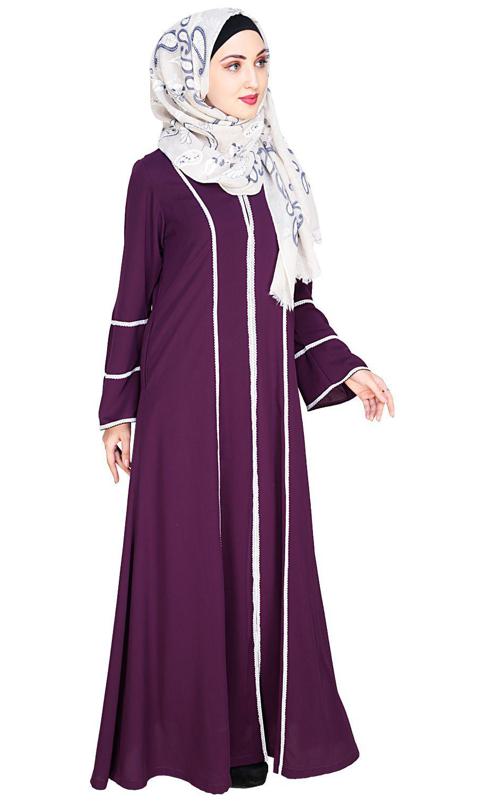 Snazzy Lace Purple Abaya (Made-To-Order)
