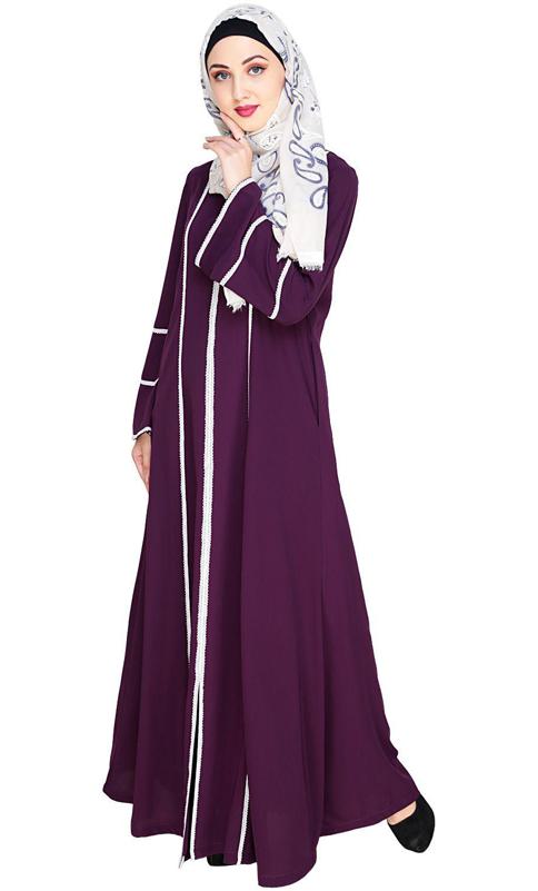 Snazzy Lace Purple Abaya (Made-To-Order)