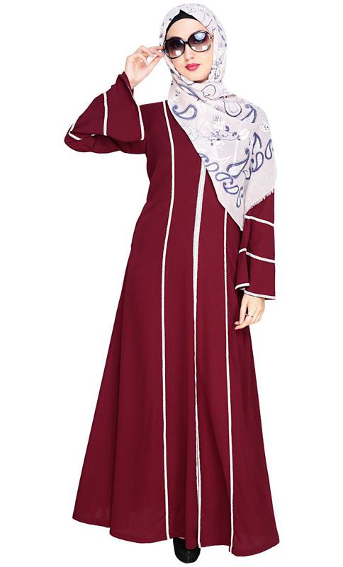 Snazzy Lace Wine Abaya