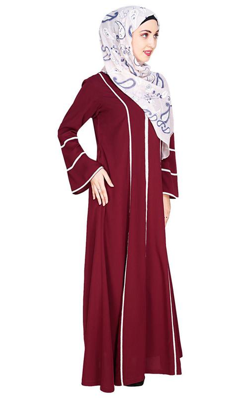 Snazzy Lace Wine Abaya