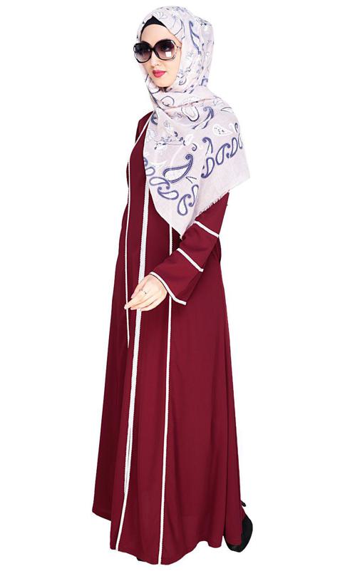 Snazzy Lace Wine Abaya