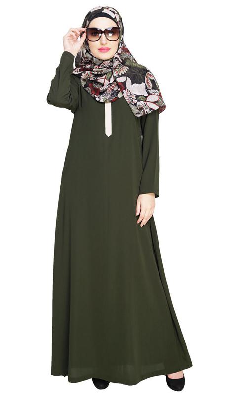 Sober Olive Green Abaya (Made-To-Order)