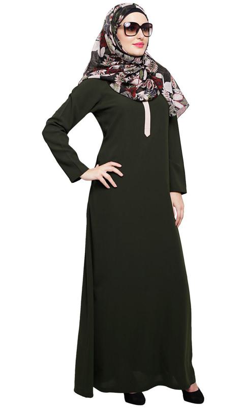 Sober Olive Green Abaya (Made-To-Order)