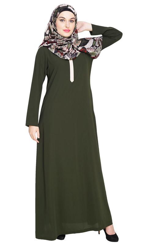 Sober Olive Green Abaya (Made-To-Order)