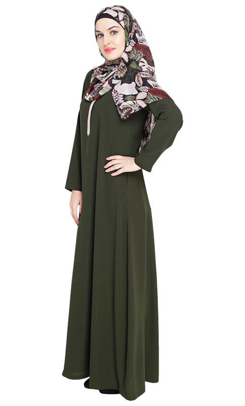 Sober Olive Green Abaya (Made-To-Order)