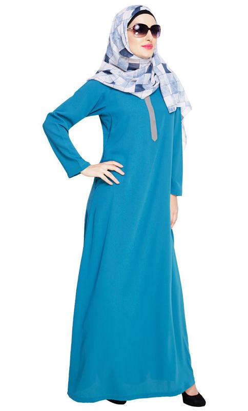 Sober Teal Blue Abaya (Made-To-Order)
