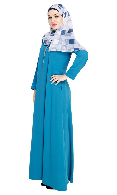 Sober Teal Blue Abaya (Made-To-Order)