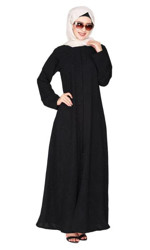 Sparkling Swarovski Crystal Stone Work Black Abaya (Made-To-Order)
