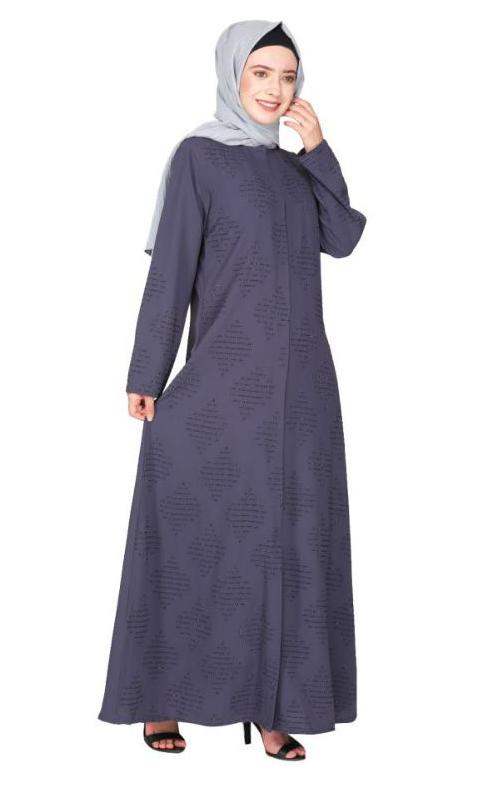 Sparkling Swarovski Crystal Stone Work Dark Grey Abaya