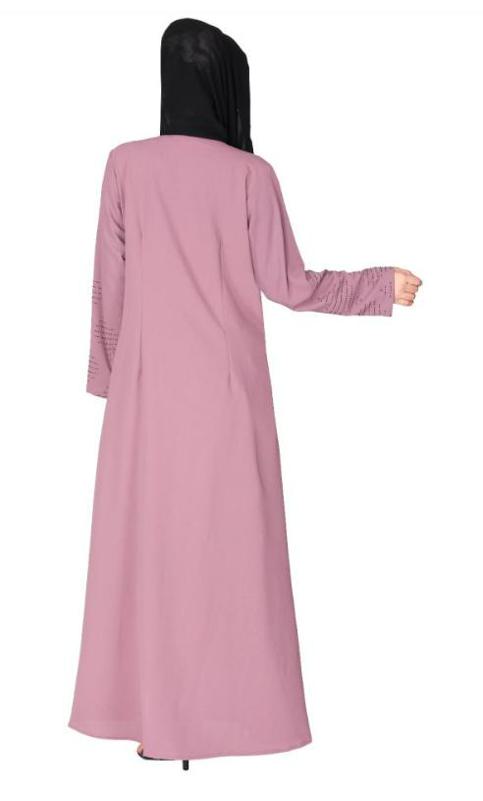 Sparkling Swarovski Crystal Stone Work Onion Pink Abaya
