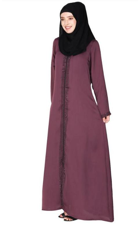 Sparkling Swarovski Crystal Stone Work Purple Abaya