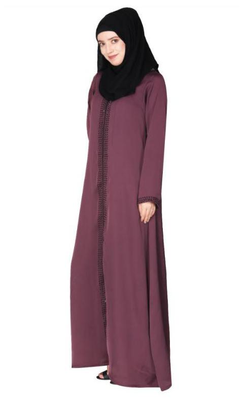 Sparkling Swarovski Crystal Stone Work Purple Abaya