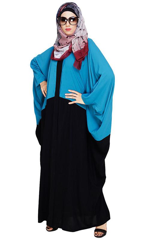 Spiffy Teal Blue and Black Kaftan (Made-To-Order)