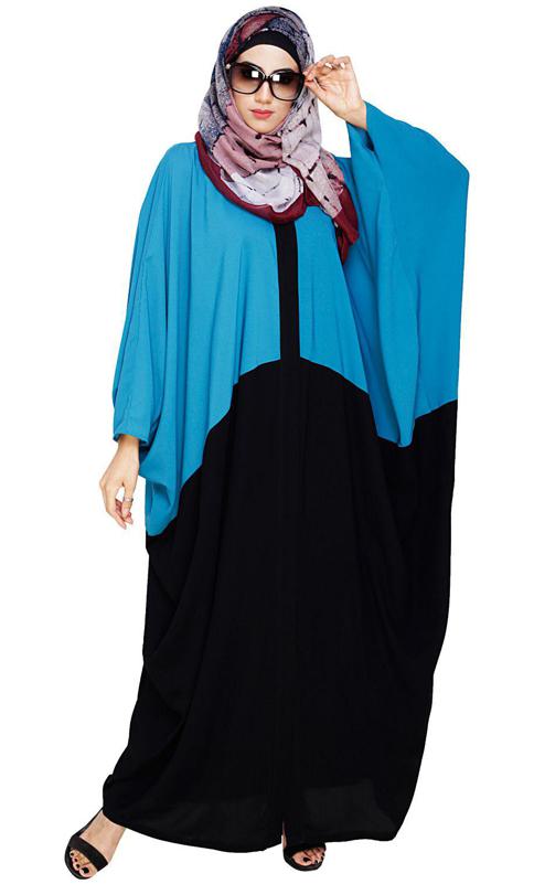 Spiffy Teal Blue and Black Kaftan (Made-To-Order)
