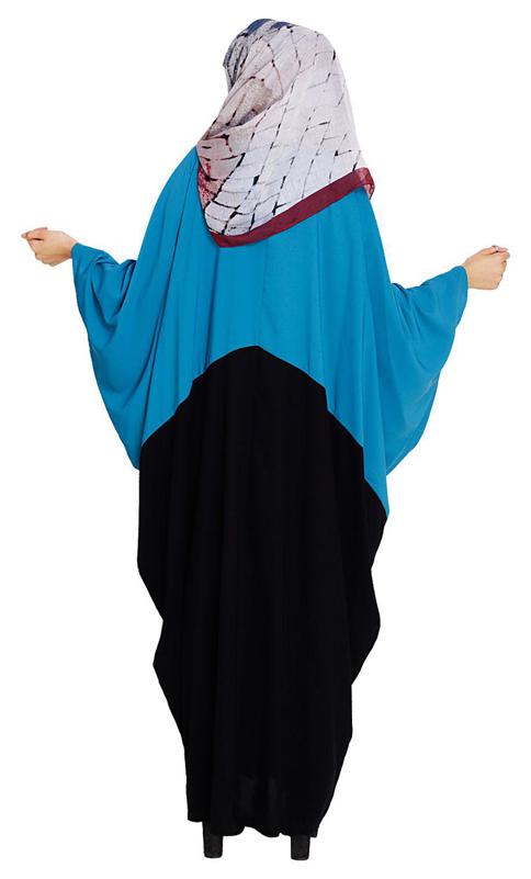 Spiffy Teal Blue and Black Kaftan (Made-To-Order)