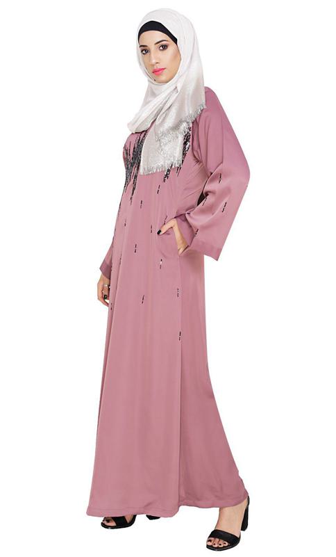 Stardust Onion Pink Dubai Style Abaya