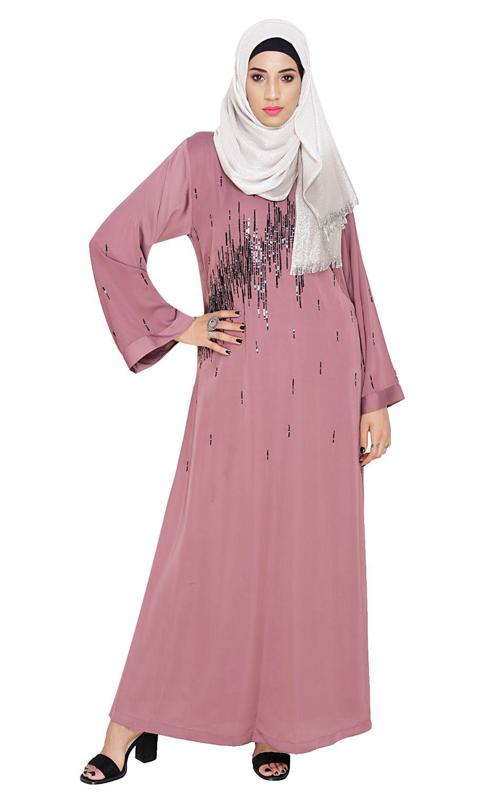 Stardust Onion Pink Dubai Style Abaya