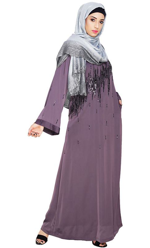 Stardust Purple Dubai Style Abaya
