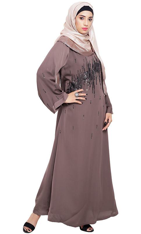 Stardust Umber Brown Dubai Style Abaya
