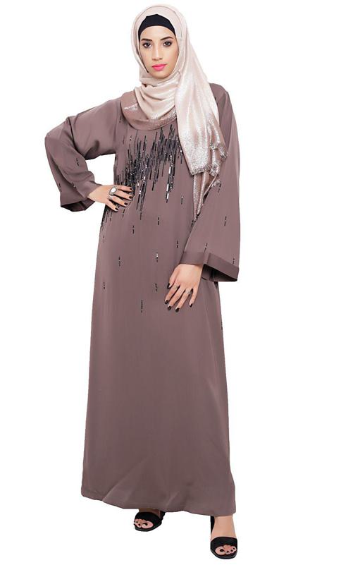 Stardust Umber Brown Dubai Style Abaya