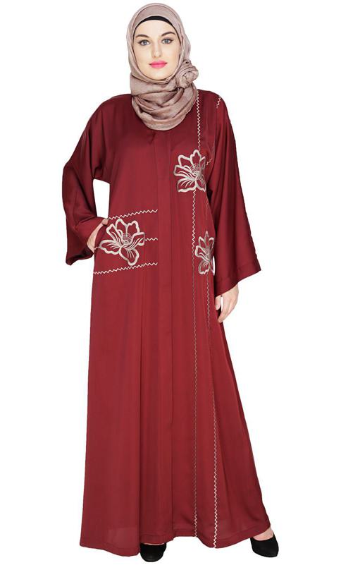 Stellar Wine Dubai Style Abaya (Made-To-Order)