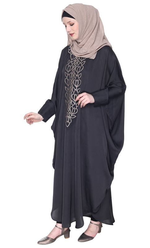 Strikingly Beautiful Dark Grey Embroidered Kaftan