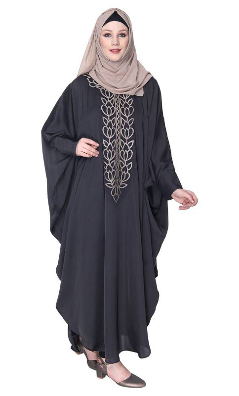 Strikingly Beautiful Dark Grey Embroidered Kaftan