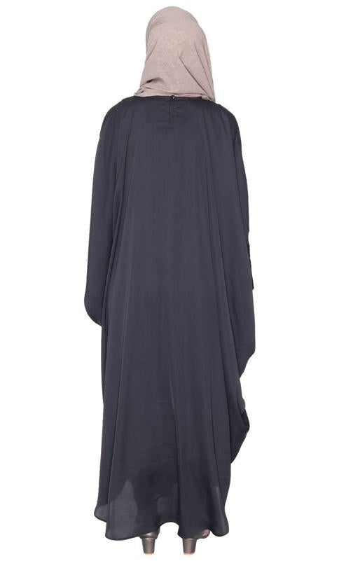 Strikingly Beautiful Dark Grey Embroidered Kaftan