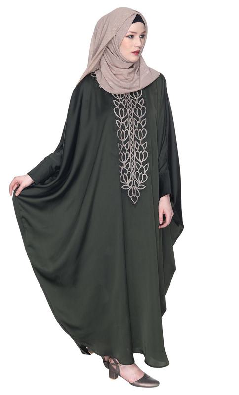 Strikingly Beautiful Oilve Green Embroidered Kaftan (Made-To-Order)