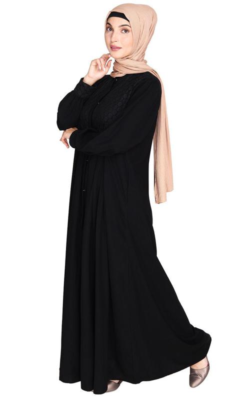 Subtle Black Lace Dress Abaya (Made-To-Order)