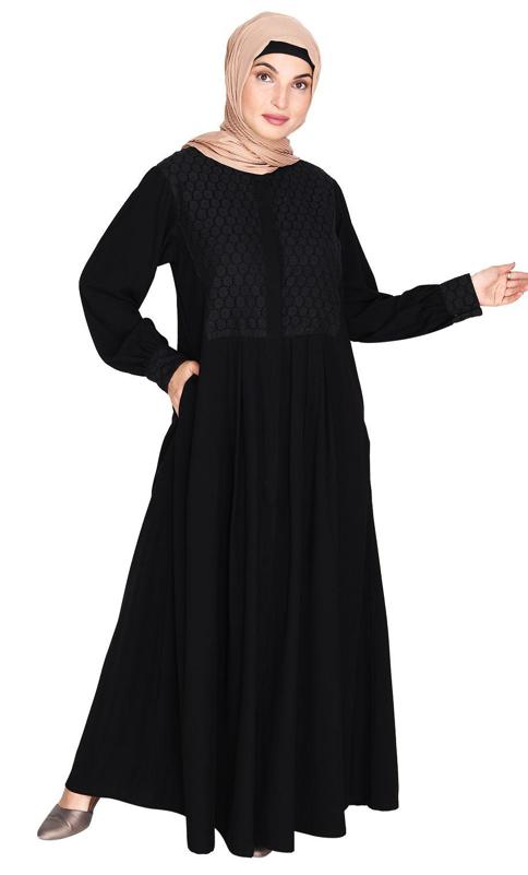 Subtle Black Lace Dress Abaya (Made-To-Order)
