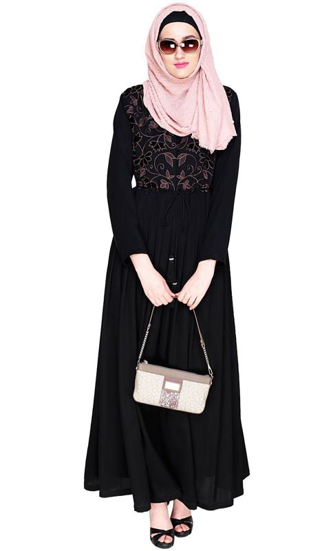 Sylvan Pleated Dubai Style Black Abaya (Made-To-Order)