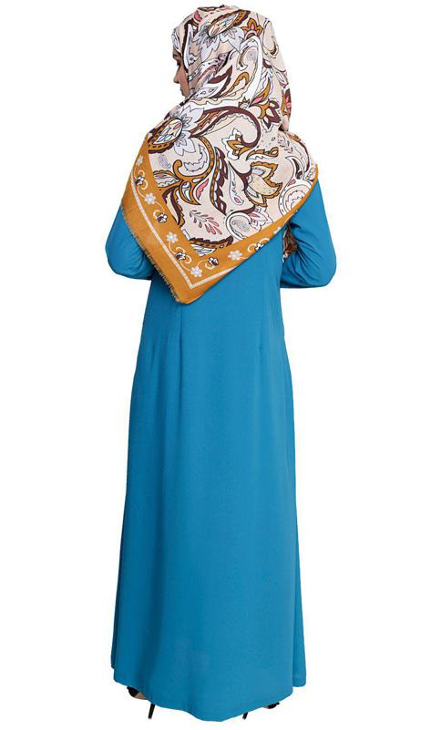 Teal Blue Panelled Abaya (Made-To-Order)