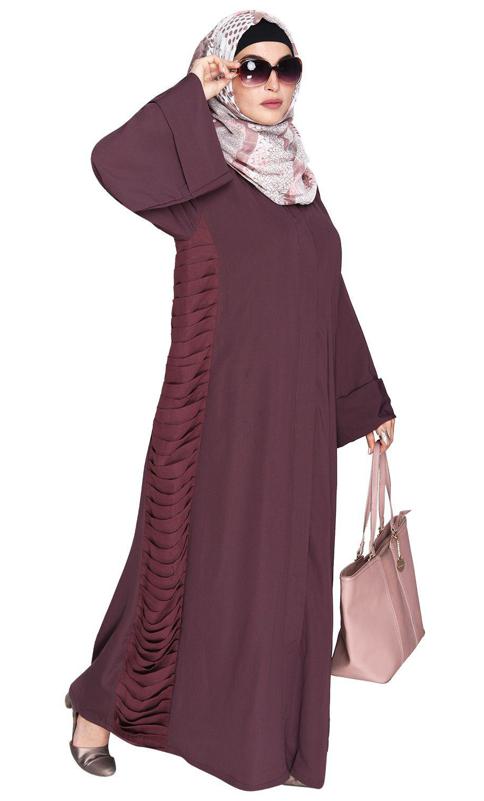 Tinselled Abaya with Frilled Side Panels (Made-To-Order)