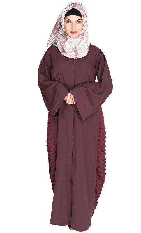 Tinselled Abaya with Frilled Side Panels (Made-To-Order)