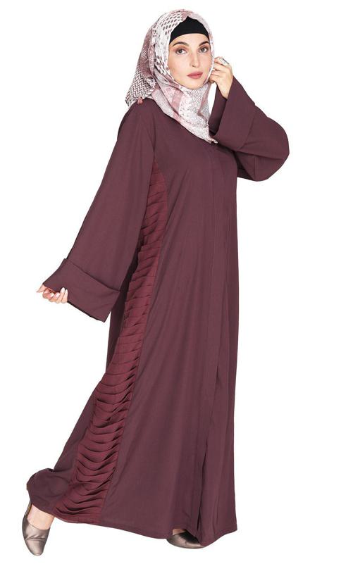 Tinselled Abaya with Frilled Side Panels (Made-To-Order)