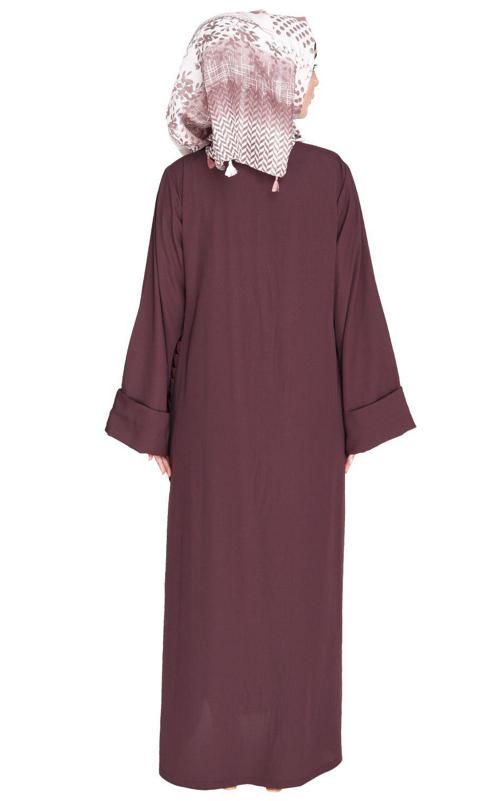 Tinselled Abaya with Frilled Side Panels (Made-To-Order)