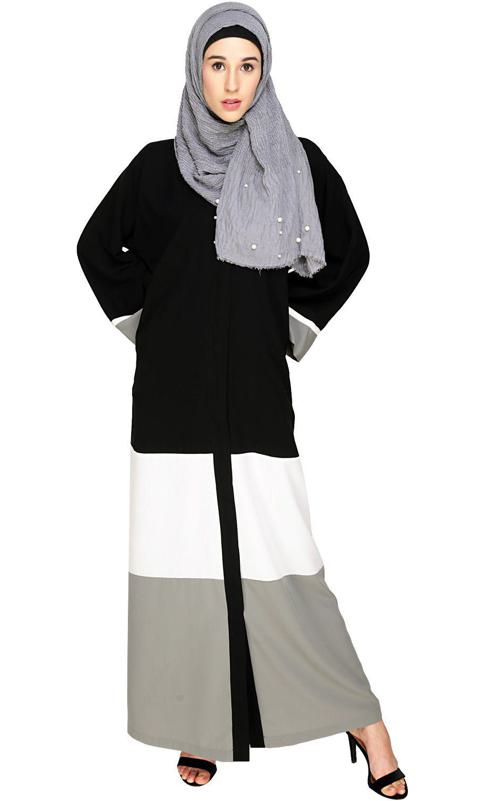Triple Color Block Dubai Style Abaya