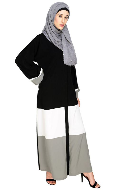 Triple Color Block Dubai Style Abaya